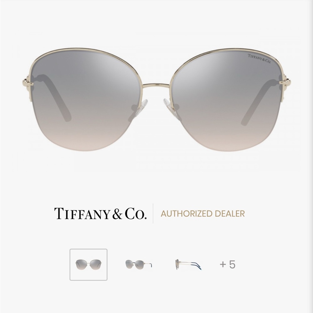 Tiffany Sunglasses pale gold with blue mirror style #3802